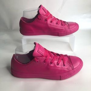 Converse Hot Pink Magenta Leather Gym Shoes Big Kid Youth Size 4 All Stars